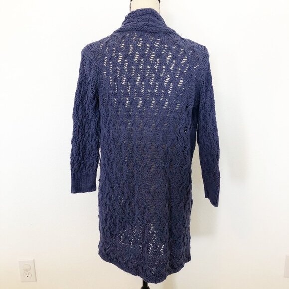 TOMMY BAHAMA Blue Open Front Cable Knit Cardigan Sweater BeachWomens Small - Picture 2 of 9
